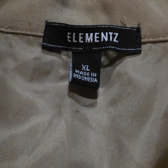 Elementz Tan Peplum Blazer Jacket XL Stretch Button Front Career Work - Picture 5 of 8